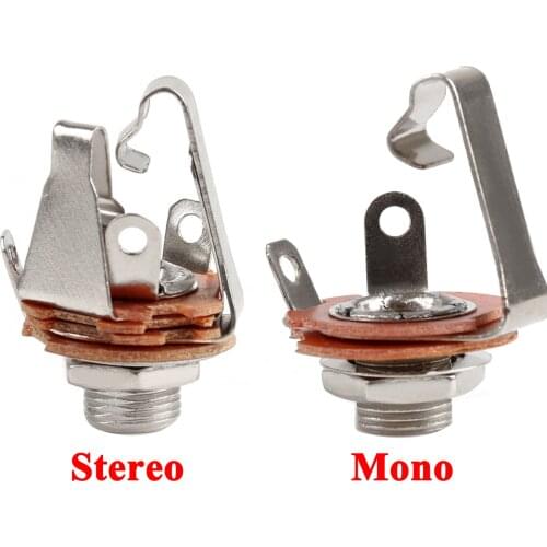Areyourshop 1/4" 6.35mm Mono Stereo Socket Jack Female Connector Panel Mount Solder Guitar Accessories