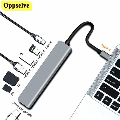 USBC HUB Type C To 4K HDMI-Compatible PD Fast Charge USB 3.0 Dock RJ45 Port SD/TF Card Reader For Computer Laptop PC HUB Adapter