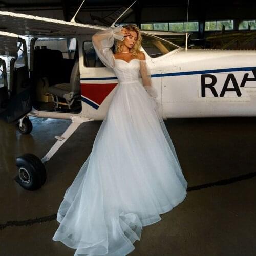 UZN Chic Ivory Princess Glitter Wedding Dress Sweetheart Long Puff Sleeves Bridal Gowns With Belt Vestido De Noche