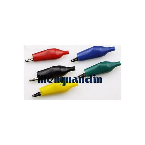 Red-Black-Yellow-Green-Blue Insulated Soft Plastic Coated Alligator Clip Test Jumper Probe Crocodile Clips 36.5mm CL4710 S