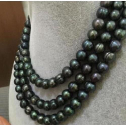 Baroque 50" 8-9 MM AAA SOUTH SEA Black green PEARL NECKLACE