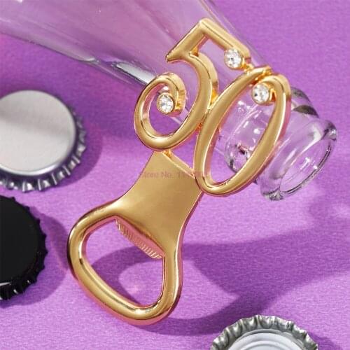 100pcs 50 shape Bottle Opener for birthday party Return Gifts for Guest Souvenirs Diamond Wedding Anniversary Beer Opener