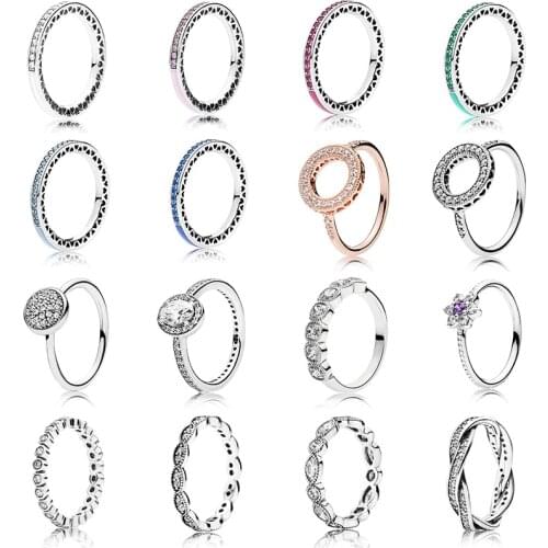 16 Styles New Purple Flower Colorful Drop Oil Silver Color Crystal Rings For Women Wedding Party Jewelry