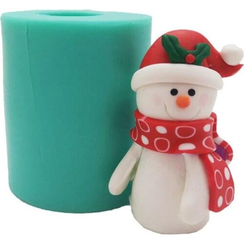 3d Christmas Snowman Silicone Mold Cake Decoration Mould Diy Pudding Soap Craft Tool Kitchen Baking Supplies