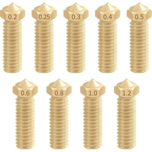 5Pcs/lot New Volcano 3D printer All metal brass E3D 1.75mm Lengthen extruder nozzle 0.4/0.6/0.8/1.0/1.2mm For Sidewinder X1
