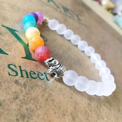 8MM Beads Bracelet 7 Chakra Healing Balance Buddha Elephant Bracelet For Women Men Lava Yoga Reiki Prayer Bijoux
