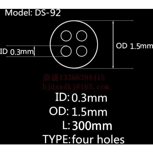 99.5%Al2O3 High Thermal Corundum Tube OD1.5*ID0.3mm/Round Four-Bore Alumina Tube/Insulating Ceramics For Thermocouples Sensors