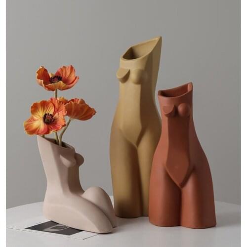 Abstract Creative Human Body Geometric Vase Simple Living Room Flower Arrangement Home Desktop Art Soft Decoration Furnishings