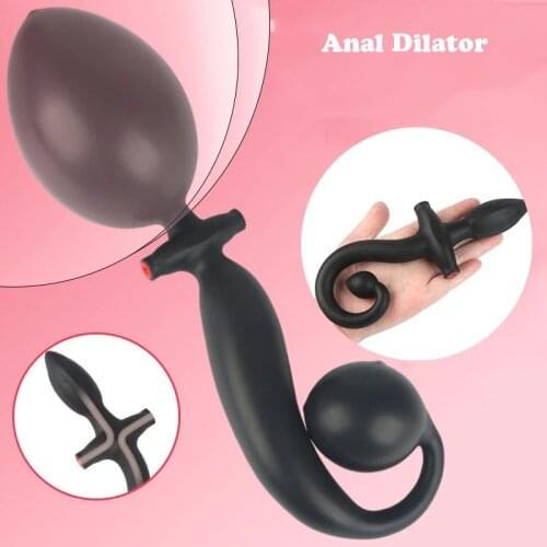 Double Channel Huge Inflatable Plug Anal Dilator, Butt Plug Tail Dog Cosplay Anal Expander Big Anal Dildo Sex Toys For Men Women