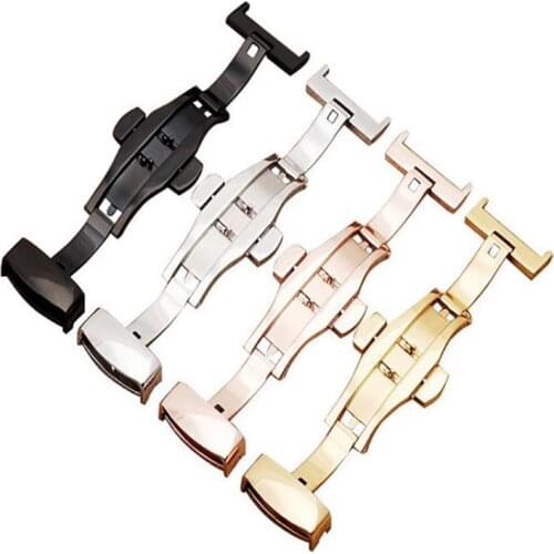 Butterfly Deployment Buckle Automatic Double Click Stainless Steel Strap Button For Replace Watch Band 12/14/16/18/20/22/24mm