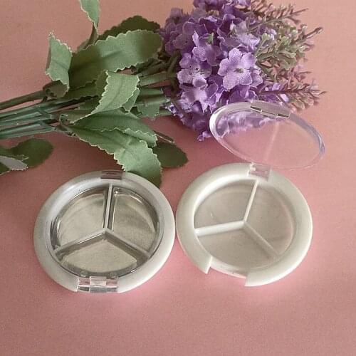 1.5g White Round Empty Eyeshadow Powder Compact Cosmetic Mini Concealer Case Lipstick Lip Balm Palette 3 Grids Eyebrow Container