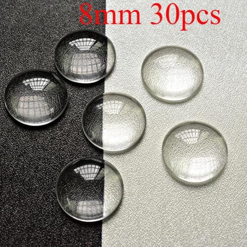 FLTMRH 8/10/12/14/16/18/20/25/30mm Round Flat Back Transparent Clear Glass Cabochon for DIY Charm pendant Necklace Jewelry Makin