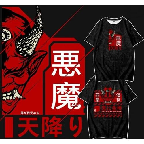 Devil Akuma 3D Printing T-shirt Summer Fashion Round Neck Short Sleeve Popular Japan Harajuku Streetwear Plus Size