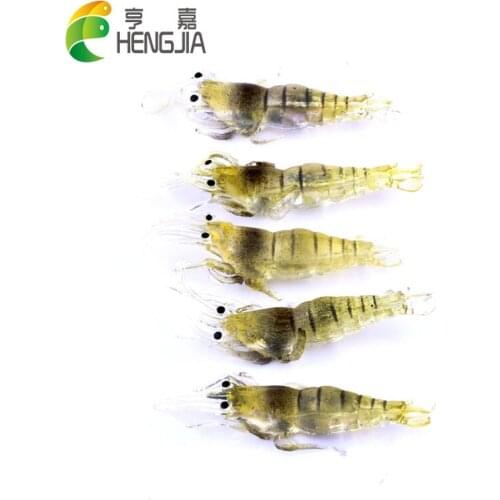 HENGJIA 4.8cm 1g rubber Artificial Shrimp Lures soft Fishing Baits crank baits slow sinking Fake worm pesca fishing lures