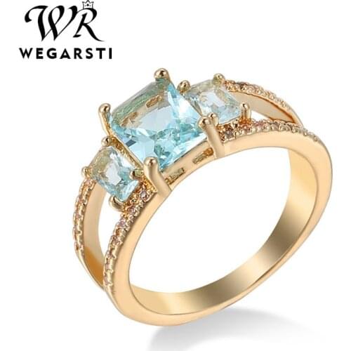 WEGARSTI Trendy Blue Sapphire Silver 925 Ring For Women Jewelry Gemstone Ring Silver Engagement Rings Wholesale