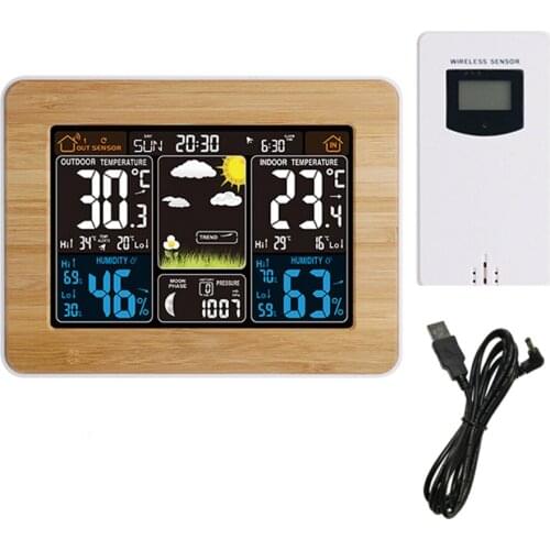 Indoor Hygrometer Thermometer alarm clock Humidity Temperature Monitor Gauge with Large LCD Display and USB power cord sensor