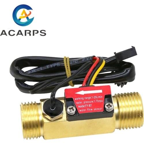 1/2" Brass Water Flow Sensor Flowmeter Hall Flow Sensor Water Control Liquid Flow 1-25L/min