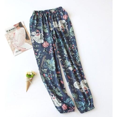 Summer Cotton Satin Thin Cool And Soft Ladies Loose Mosquito Pants Women Side Pocket Homewear Comfort Casual Wear Trousers L913