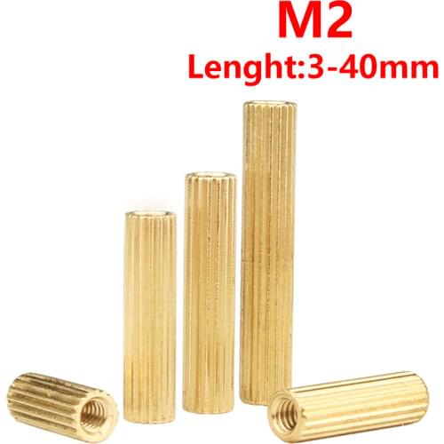 M2*3-40 Brass Round knurl Hollow Bolt Screw Nut Male Female Standoff Stud Board Metric Threaded Pillar PCB Motherboard Spacer