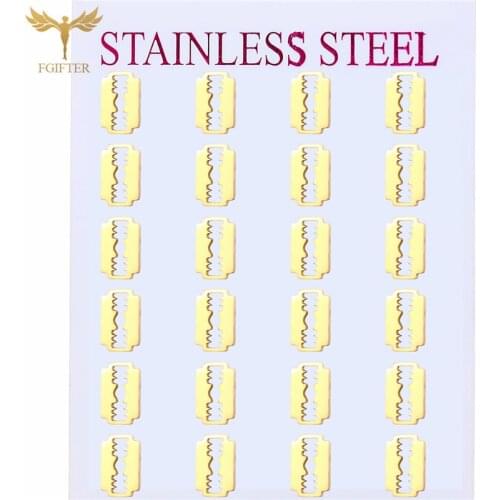 Gold Color Stainless Steel Womens Jewelry Shaver Stud Earrings Set Personality Punk Stud Earrings Men and Women Ear Accessories