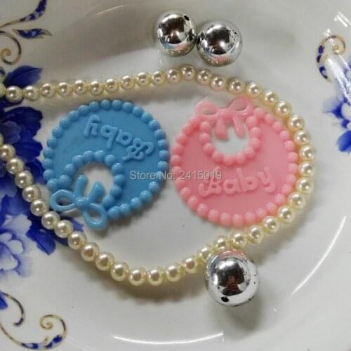 Cute cheap 24pc 2 1/5 inch 5.5cm length mini blue pink baby bib table scatters decoration baby shower party favors decorating