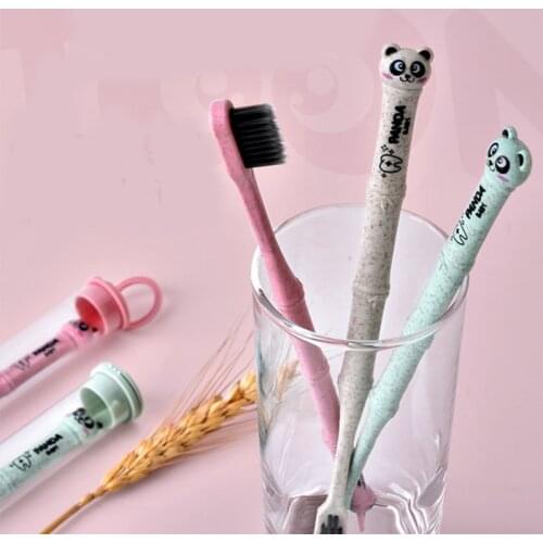 Natural 1pc Bamboo Family Toothbrush Soft Brush Panda Degradable Oral Care Nano-antibacterial Cute Mini Heads For Adults