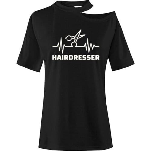 New Fashion Summer Heartbeat Hairdresser T Shirt Women O-Neck Cotton Short Sleeve Girls TShirt Casual Barber T-Shirt Tee Tops