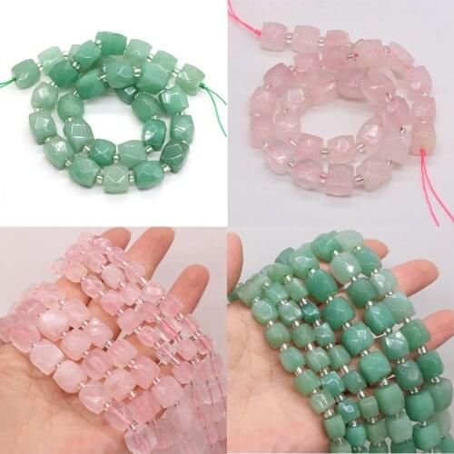 New Natural Gem Rose Pink Quartz Stone Beads Faceted Loose Tube Cube Crystal Beads for Jewelry Making DIY Craft Accessories 14