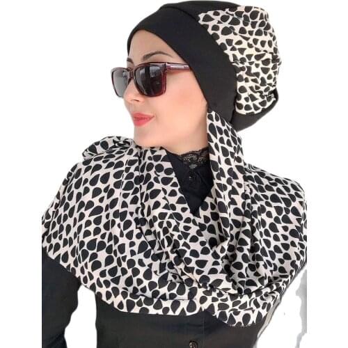 New Fashion Hijab Women Muslim Bonnet 2021 Islamic Clothing Turban Kerchief Scarf Bone Hijab Wear Drop Black Scarfs Cream Beret
