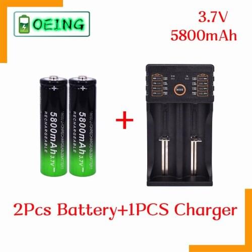 NEW Original 18650 Rechargeable Battery 5800mAh 3.7V Lithium ion batteries For 4.2v Flashlight Battery+Lii-202 100B Charger