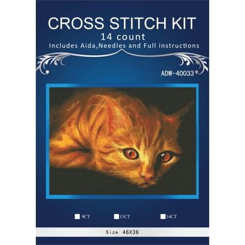 Oneroom Lovely yellow cat Embroidery Needlework Crafts 14CT Unprinted DMC DIY Quality Cross Stitch Kits Handmade Arts Decor
