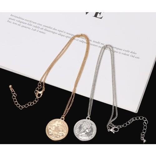 Simple Portrait Charm Canadian Round Coin Pendant Necklace for Women Jewelry Gift