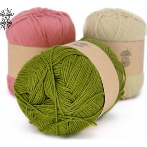 6pcs Free Shipping 50g/ball 100% Cotton Baby Yarn For Knitting Baby Sweaters Shoes Hats Yarn B