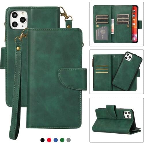 Luxury Flip Wallet Leather Case For iPhone 12 11 Pro Max X XS Max XR 6 6s 7 8 Plus Funda Stand Cards Holder Coque Zipper Case