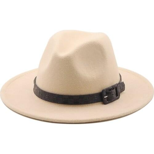 WomensS Hat Wide Edge Thick Chain Band Classic Black Beige Wild Hat Panama Cowboy Jazz Men Caps Luxe Fedora Women Hats