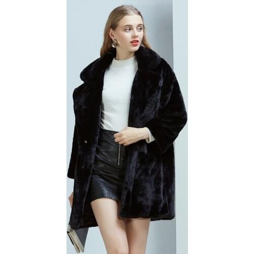 Faux Fur Coat Furry Jacket Winter Coat Women 2020 Long Imitation Rabbit Fur Coats Female Jacket Manteau Femme KJ984
