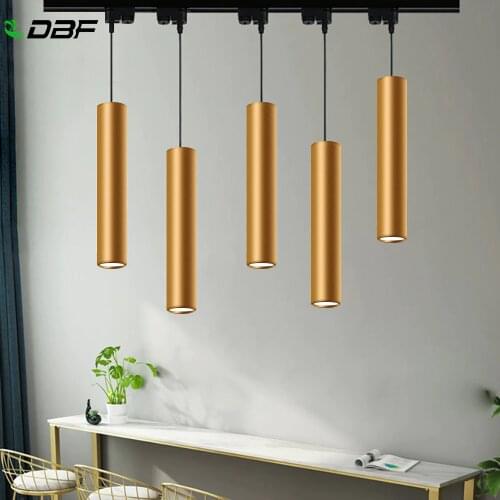 [DBF]Modern LED Track Rail Long tube 5W Pendant Lamp Island Bar Counter Shop Room Kitchen light fixtures hanglamp luminaire 220V