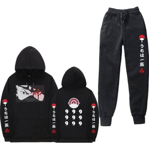 2 Pcs Set Anime Hoodies and Pants Mens Set Clothes Streetwear PulloverNaruto Suit Hatake Kakashi Men/women Fashion Harajuku