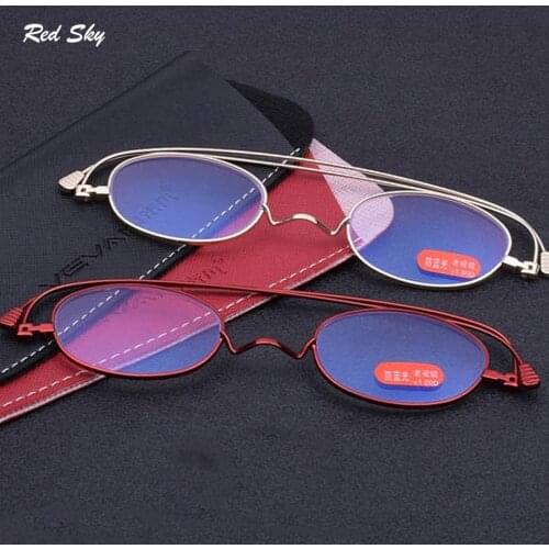 Ultralight Anti-blue Light Reading Glasses Unisex Foldable Pocket Reading Eyelasses with Case Presbyopic Glasses +1.00+1.50+2.00