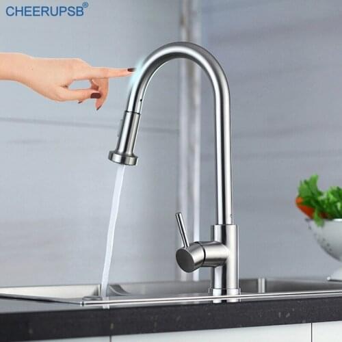 Smart Sensor Kitchen Sink Automatic Touch Faucets Deck Mount Steam Water Tap Hot Cold Mixer Sensitive Kitchen Faucet Inductive