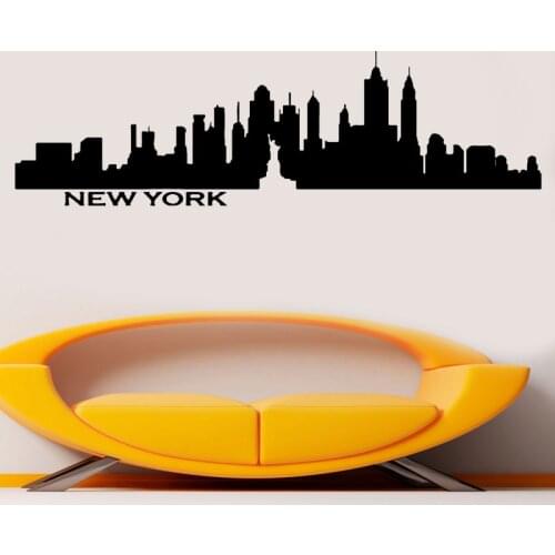 New York City Skyline Statue Of Liberty Vinyl Wall Sticker Decal Bedroom Decor Bedhead Decoration Waterproof DIY Sticker CT01