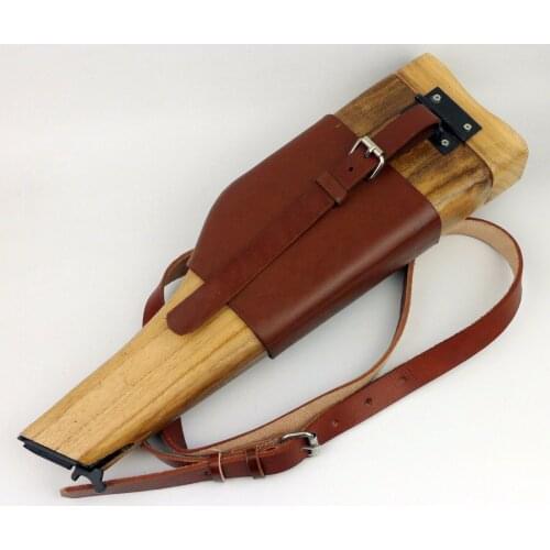 WW2 German Chinese Army Mauser C96 Wooden Holster stock leather strap holder MILITARY COLLECTION WAR REENACTMENTS