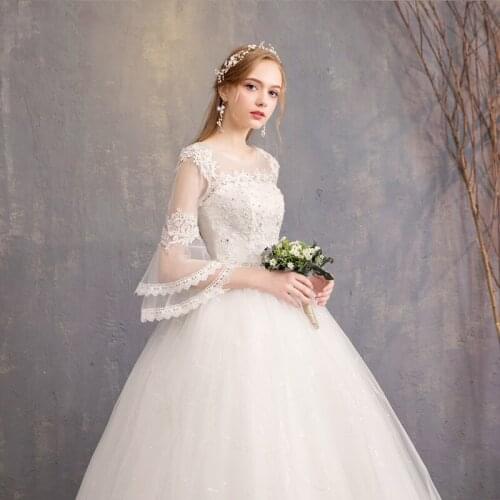 Elegant Ball Gown Strapless Floor-Length White Married Apparel Organza Flare Sleeve Criss-Cross Straps Glamorous Wedding Dresses