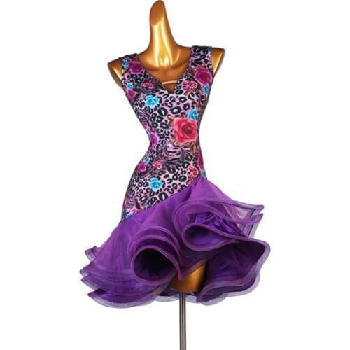 New Latin Dance Dress Women Sexy Sleeveless Practice Clothes Female Ballroom Dance Competition Stage Dresses Custom Made DQL4576