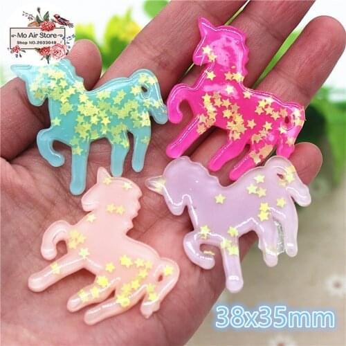 10pcs Resin multicolor kawaii unicorn with star Cabochon Art Supply Decoration Charm hair bow center scrapbook
