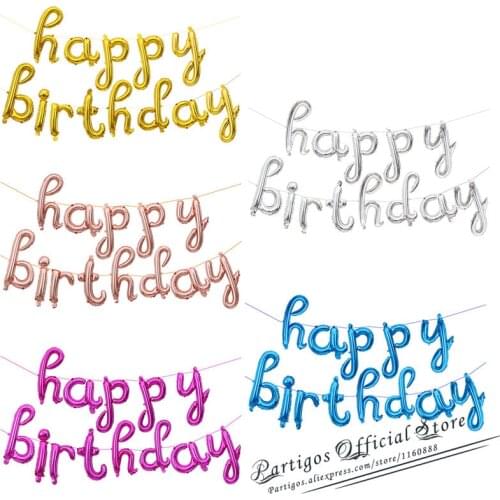 16inch Rose Gold Happy Birthday letter balloons Lowercase letters handwriting style letters ballons birthday party decor globals