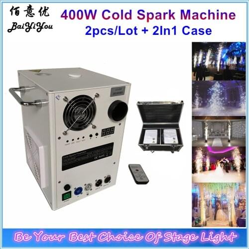 2pcs/Lot 750W Cold Spark Fireworks Machine DMX Remote Control Heigh Adjustable Sparkular Machine For Wedding Show With 2in1 Case