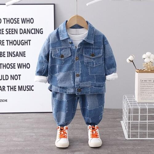Boys Fashion Clothes Sets Spring Autumn Children Dinem Coat Pants 2pcs Tracksuits For Baby Kids Casual Sports Suits Toddler Suit