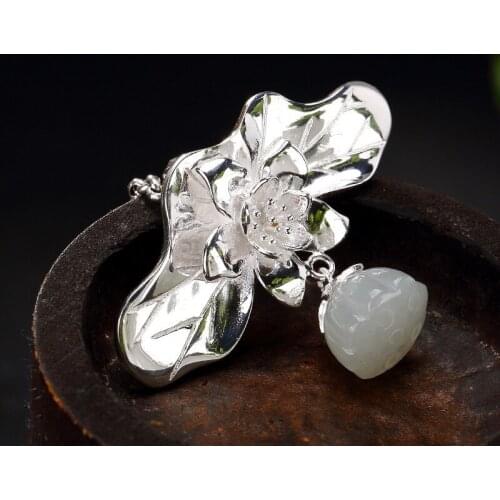 2018 Real Sale Ammonite,ammolite S925 Pure Mosaic And Tian Yu Lotus Female High-end Sweater Chain Pendant Wholesale Agent