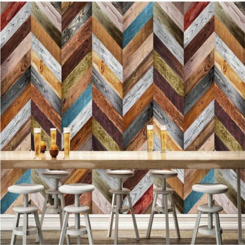 3D color retro wood board Wallpaper for Bar KTV backdrop Walls 3d Wall Paper TV Background Painting Mural Wallpapers decorate